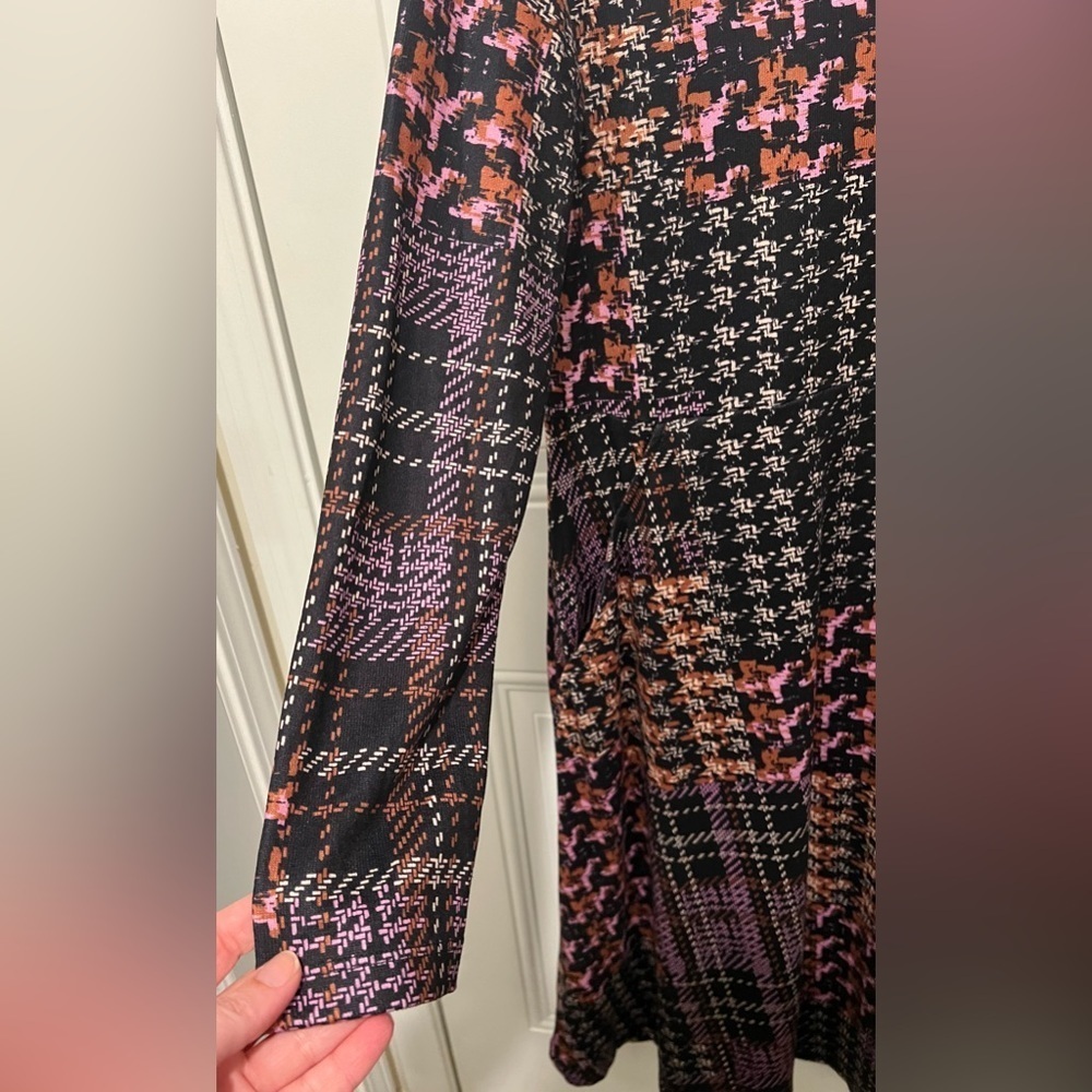 Tribal Jeans Gorgeous Plaid & Herringbone Patchwork Design Dress Size Large 💜🧡 - Picture 4 of 10